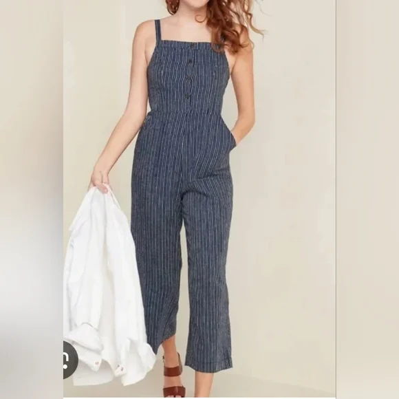 Old Navy Navy Pinstripe Jumpsuit - Picture 1 of 9